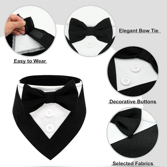 New 2pack Wedding Dog/Cat Tuxedo Bandanas Bow Tie - Picture 5 of 7